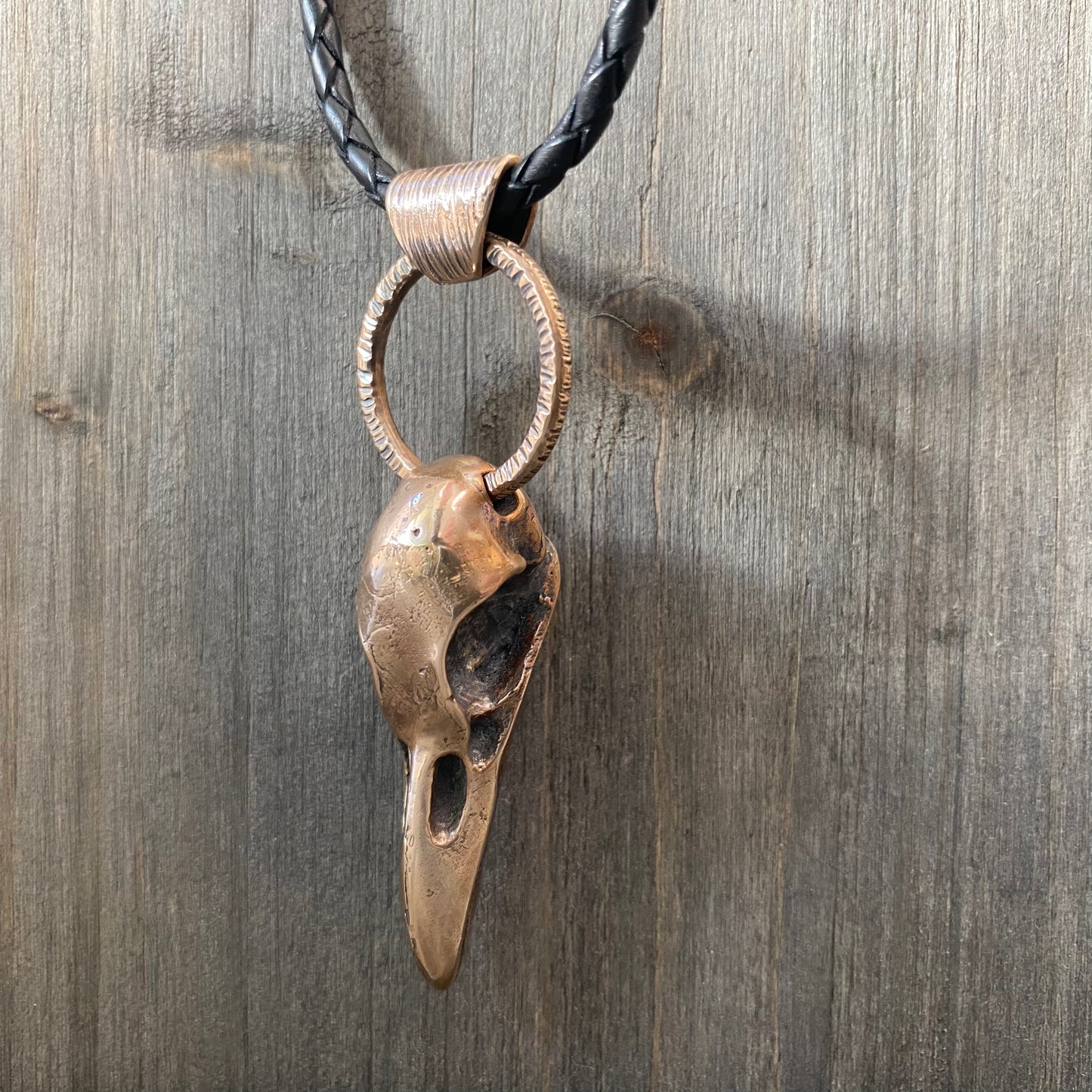 Bronze Crow Skull Necklace