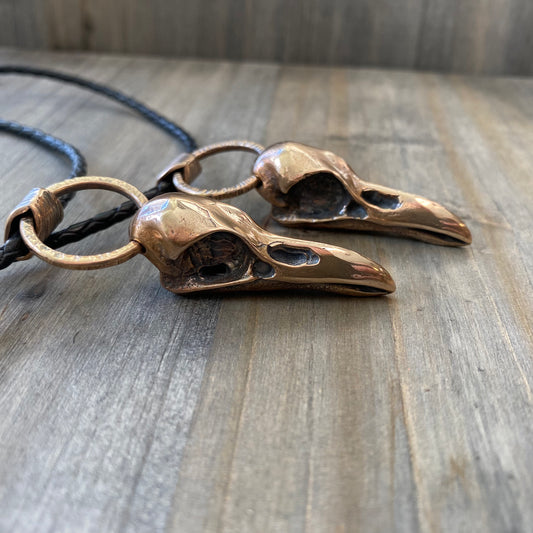 Bronze Crow Skull Necklace