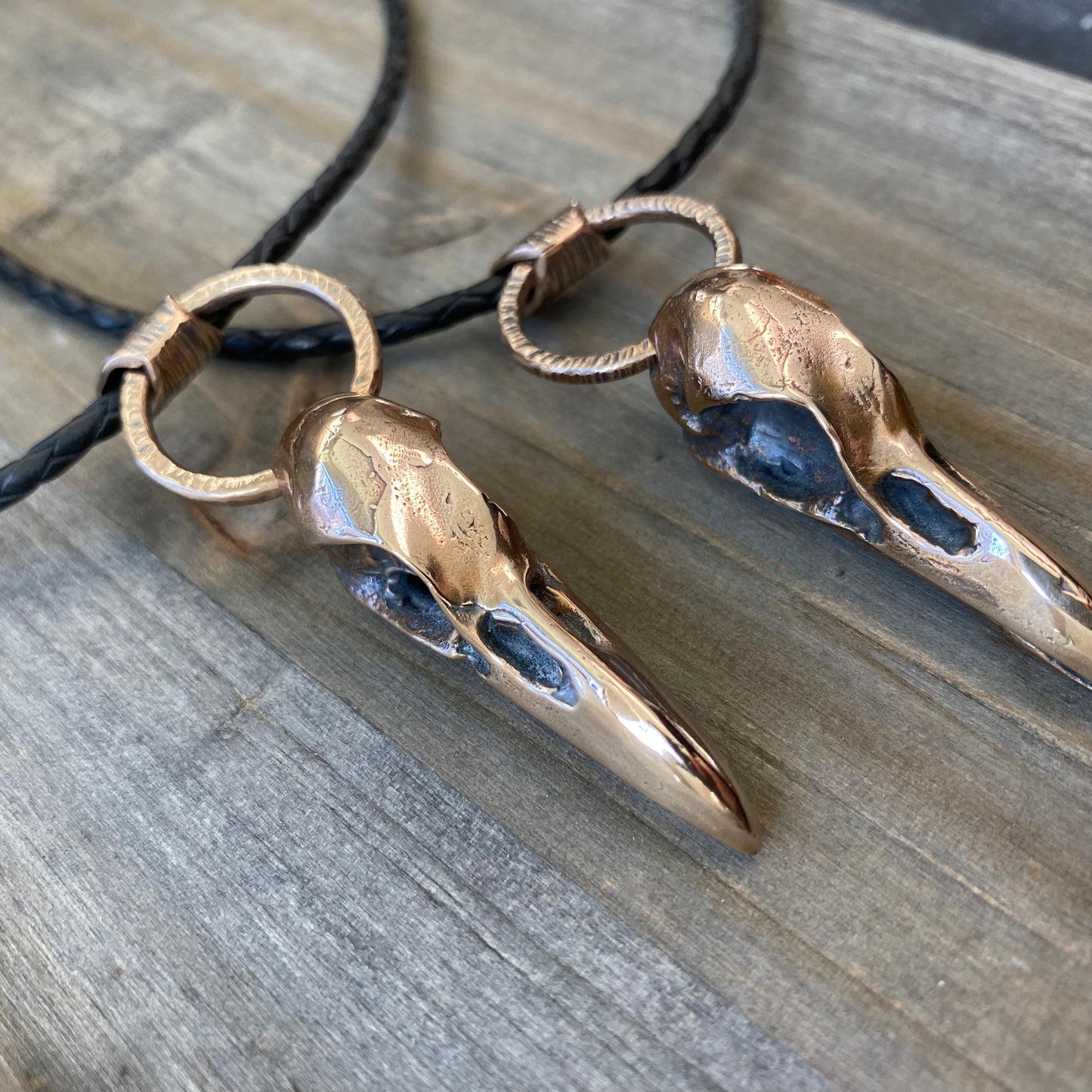 Bronze Crow Skull Necklace