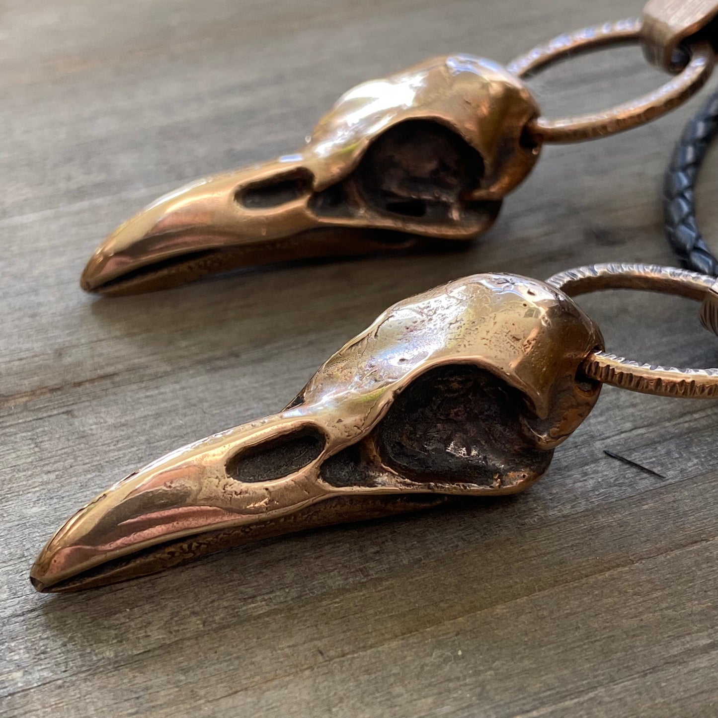 Bronze Crow Skull Necklace