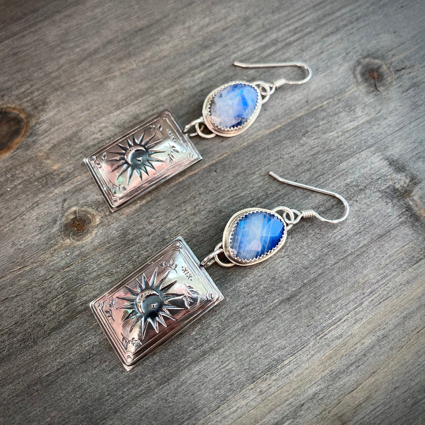 Sun Card and Moonstone Earrings