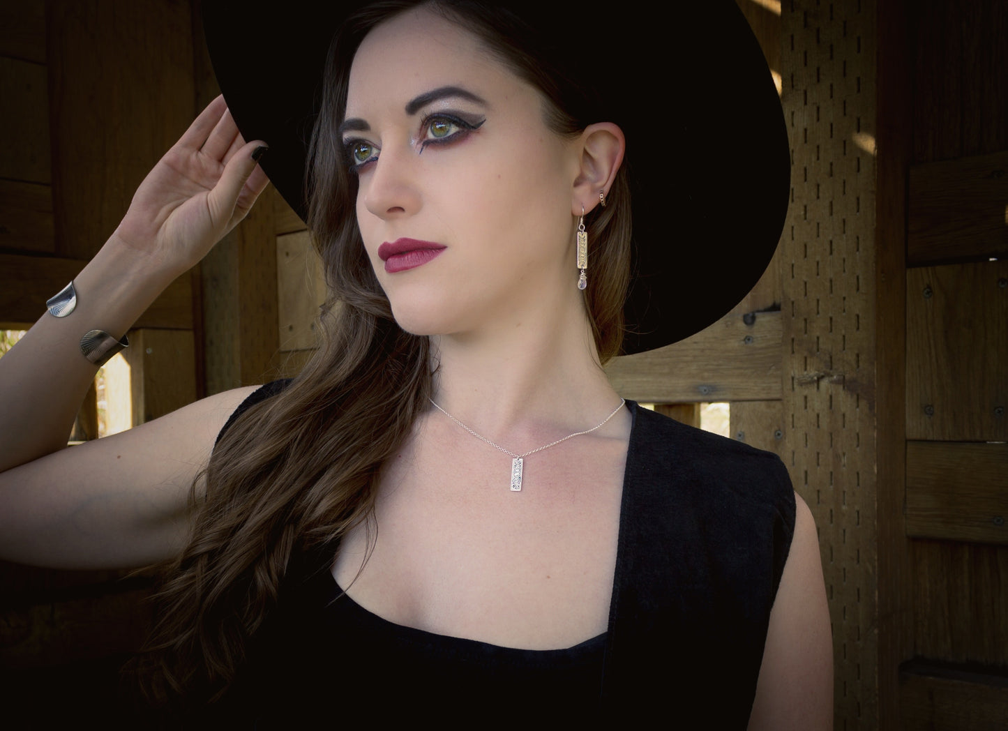 Moon Phase Vertical Bar Necklace