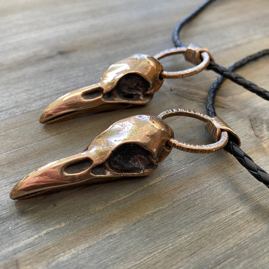 Bronze Crow Skull Necklace