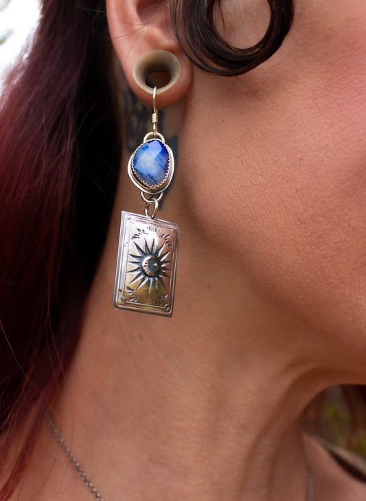 Sun Card and Moonstone Earrings