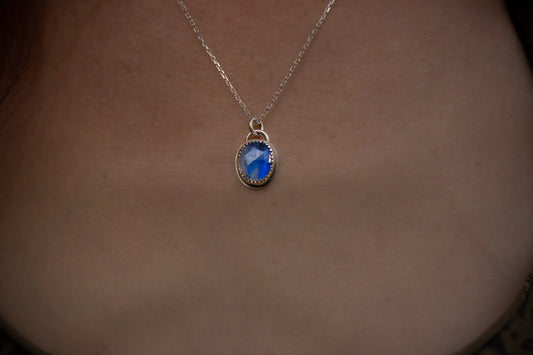 Blue Moonstone Sweetheart Necklace