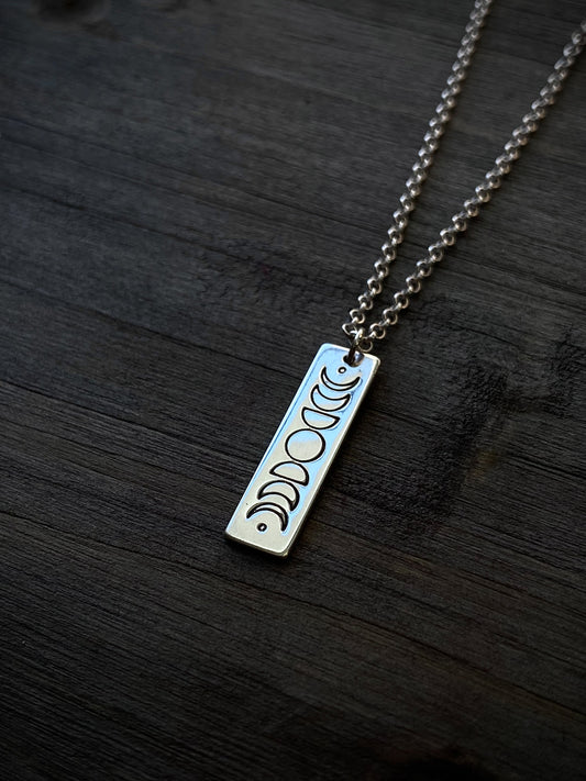 Moon Phase Vertical Bar Necklace